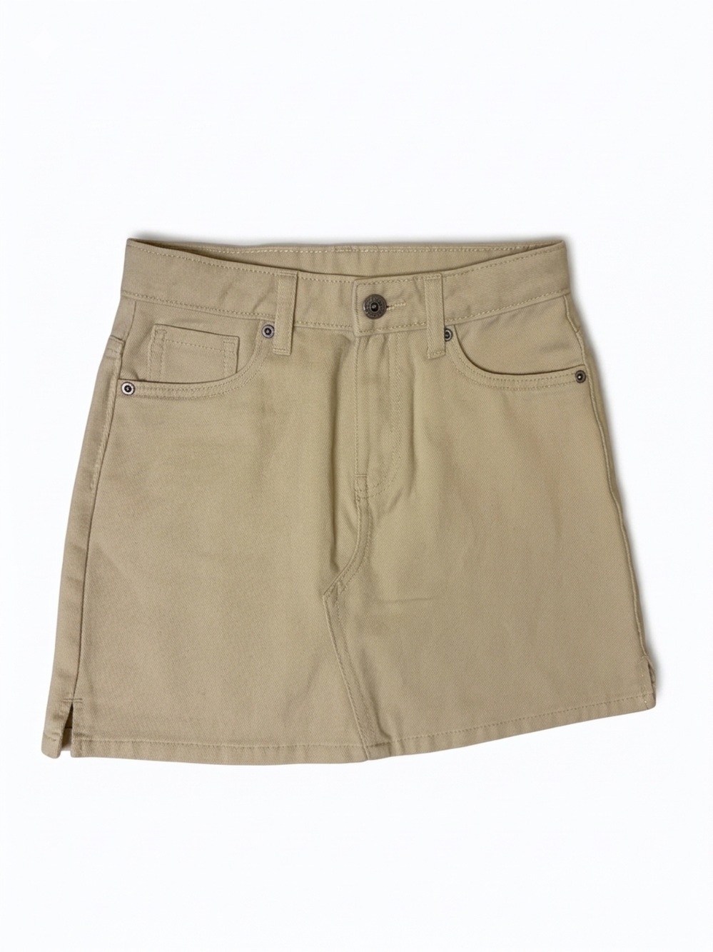 George Girls' Khaki Tan Denim Mini Skirt Size 12 100% Cotton